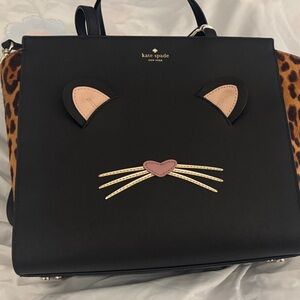 Kate Spade Black and Leopard Cat Satchel